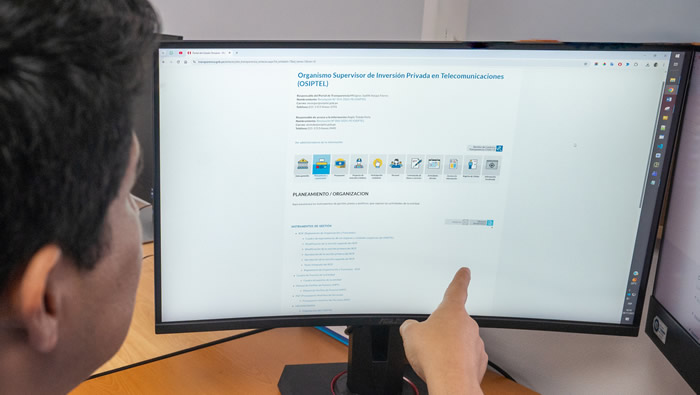 OSIPTEL destaca entre las entidades públicas al lograr 100 % de cumplimiento en su Portal de Transparencia