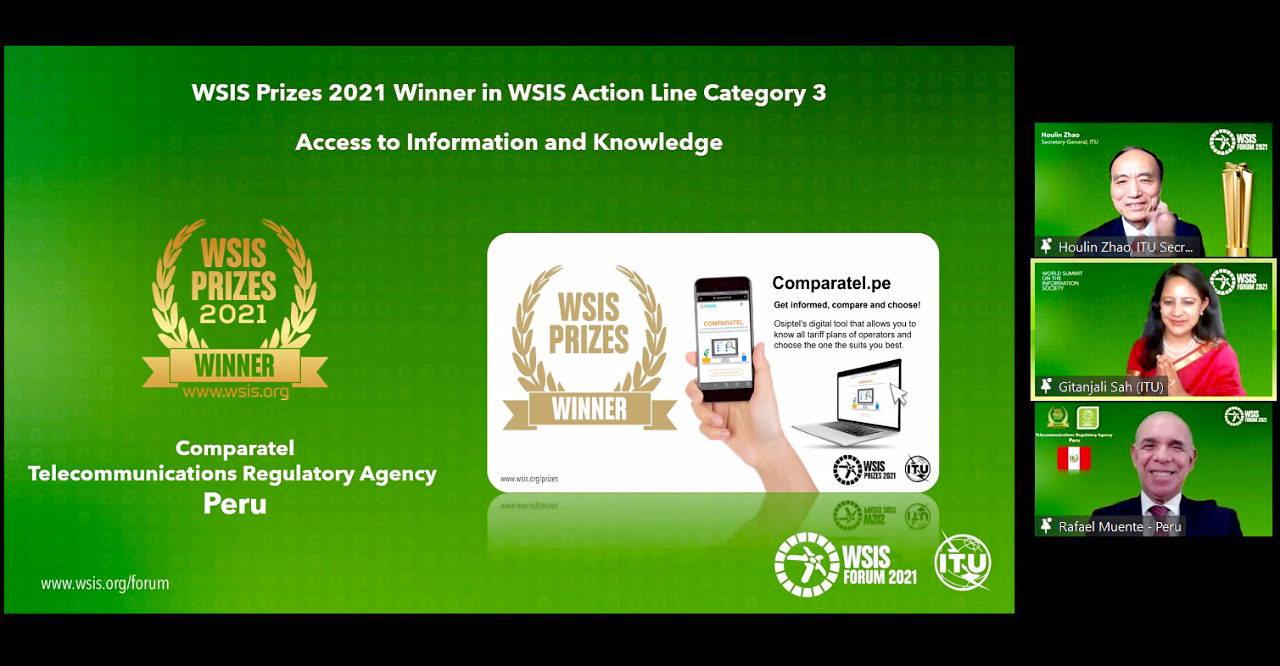 Perú conquista premio internacional en la Cumbre Mundial sobre la Sociedad de la Información 2021